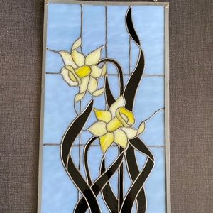 Vintage Daffodil / Narcissus Stained Glass - flower, March
